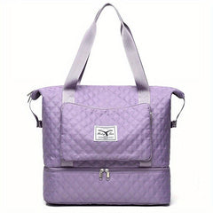 Large Capacity Quilted Argyle Pattern Sports Bag Lightweight Duffle Bag