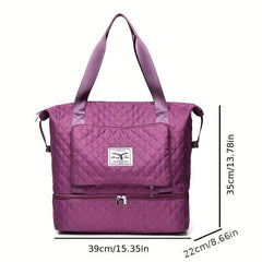 Large Capacity Quilted Argyle Pattern Sports Bag Lightweight Duffle Bag