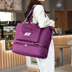 Large Capacity Quilted Argyle Pattern Sports Bag Lightweight Duffle Bag
