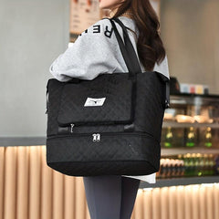 Large Capacity Quilted Argyle Pattern Sports Bag Lightweight Duffle Bag