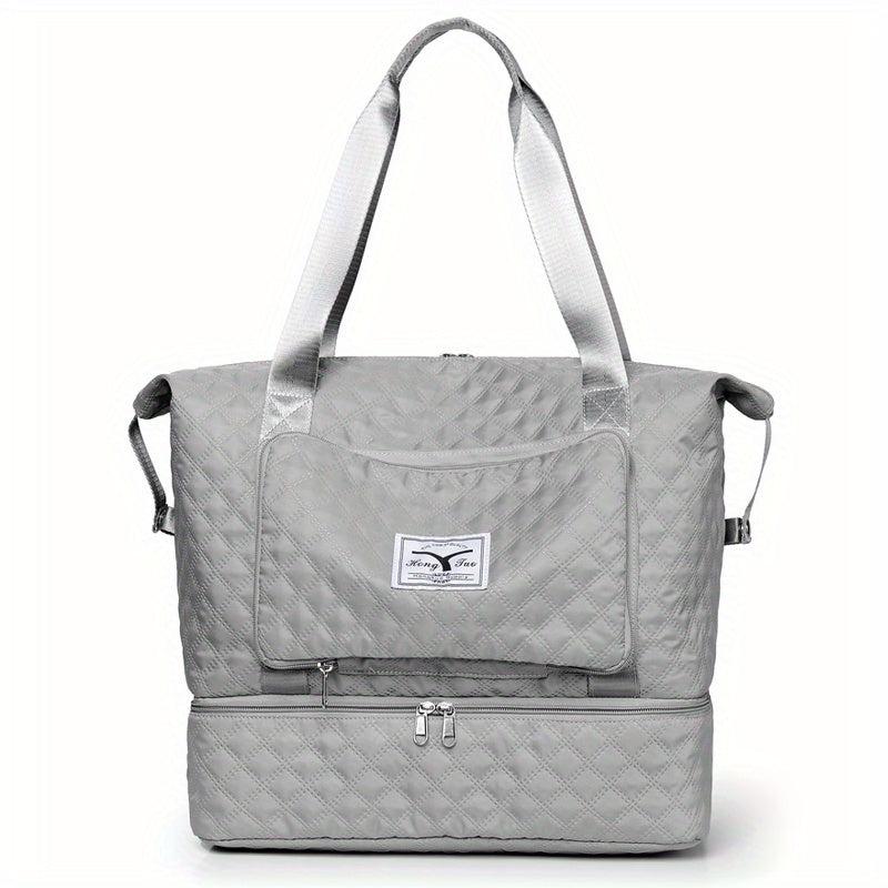 Large Capacity Quilted Argyle Pattern Sports Bag Lightweight Duffle Bag