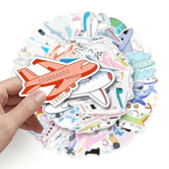 50pcs Airplane Graffiti Stickers Waterproof Cartoon Toy Stickers
