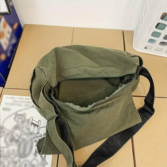 Green Crossbody Bag Flap Zipper Shoulder Bag Canvas Messenger Bag