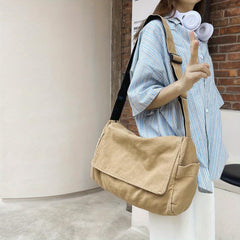 Green Crossbody Bag Flap Zipper Shoulder Bag Canvas Messenger Bag