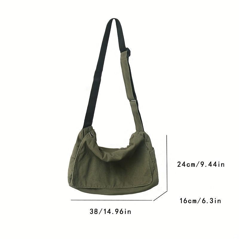 Green Crossbody Bag Flap Zipper Shoulder Bag Canvas Messenger Bag
