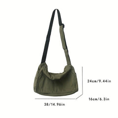 Green Crossbody Bag Flap Zipper Shoulder Bag Canvas Messenger Bag