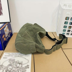 Green Crossbody Bag Flap Zipper Shoulder Bag Canvas Messenger Bag