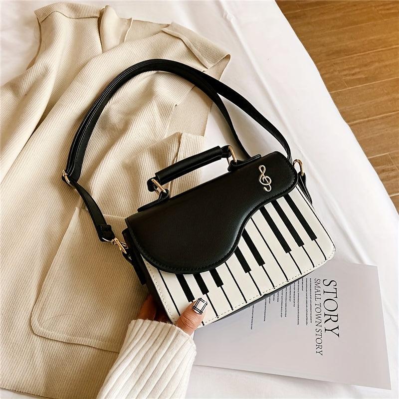 Piano Shape Flap Shoulder Bag PU Leather Handbag Crossbody Novelty Bag