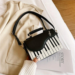 Piano Shape Flap Shoulder Bag PU Leather Handbag Crossbody Novelty Bag