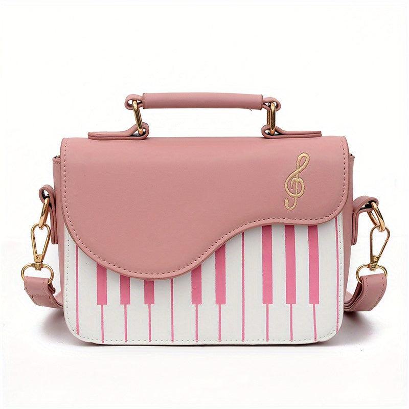 Piano Shape Flap Shoulder Bag PU Leather Handbag Crossbody Novelty Bag