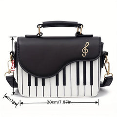 Piano Shape Flap Shoulder Bag PU Leather Handbag Crossbody Novelty Bag