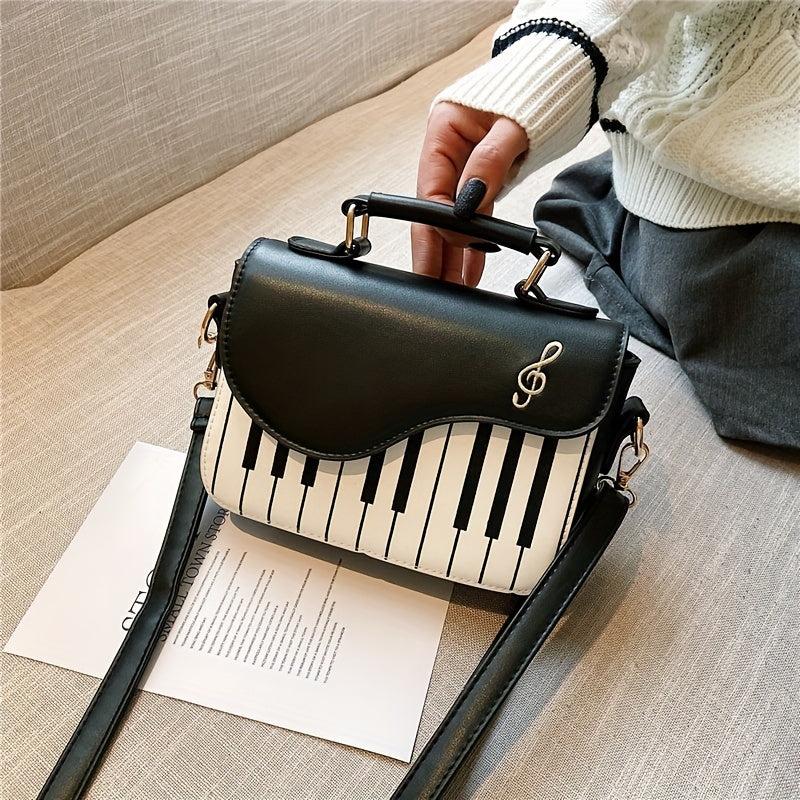 Piano Shape Flap Shoulder Bag PU Leather Handbag Crossbody Novelty Bag