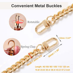 Golden Flat Chain Purse Strap Replacement for DIY Bag