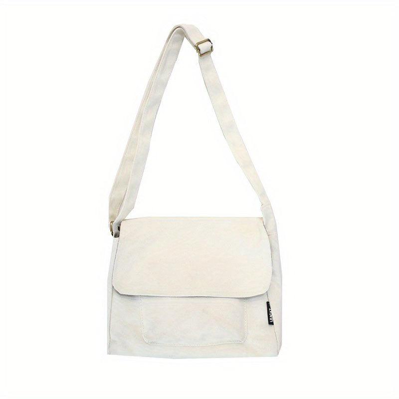 Minimalist Solid Messenger Bag All Match Shoulder Bag Casual School Bag