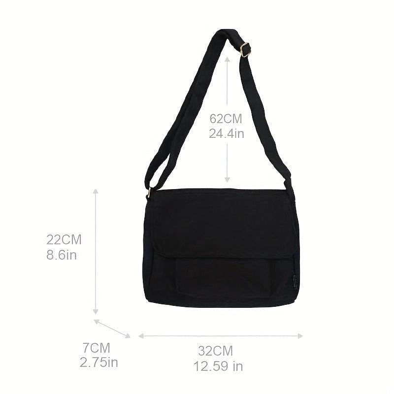 Minimalist Solid Messenger Bag All Match Shoulder Bag Casual School Bag
