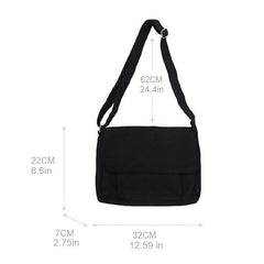 Minimalist Solid Messenger Bag All Match Shoulder Bag Casual School Bag