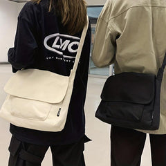 Minimalist Solid Messenger Bag All Match Shoulder Bag Casual School Bag