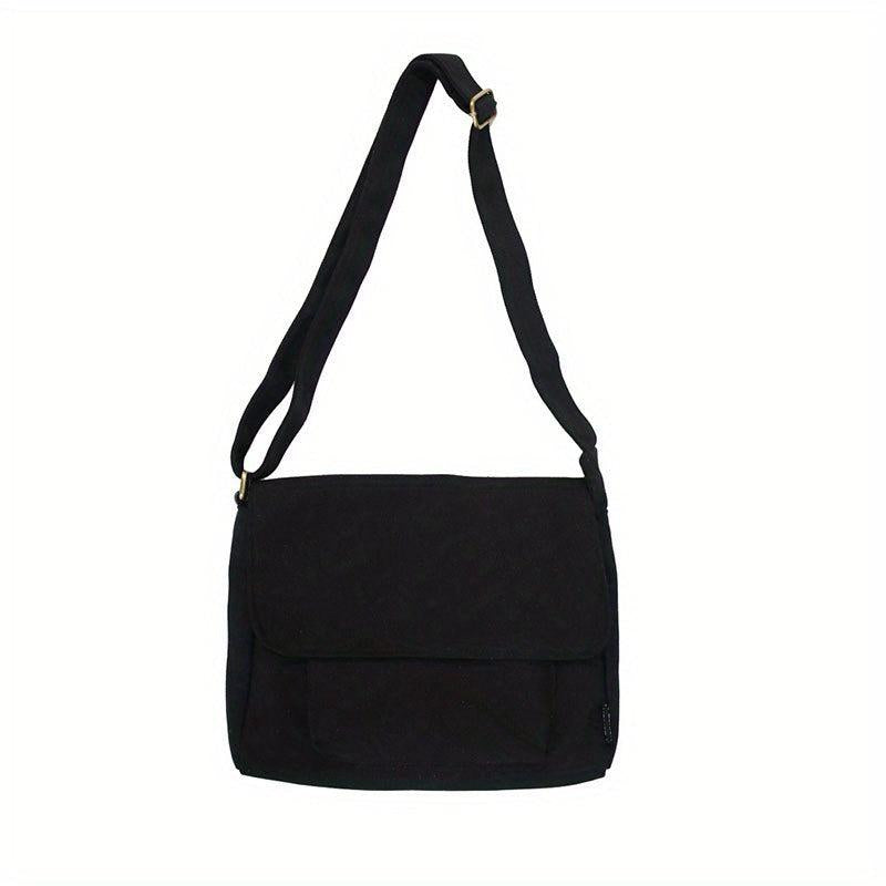 Minimalist Solid Messenger Bag All Match Shoulder Bag Casual School Bag