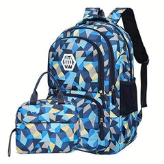 Large Capacity Zipper Backpack & Lunch Bag Combo for School and Travel