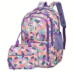 Large Capacity Zipper Backpack & Lunch Bag Combo for School and Travel