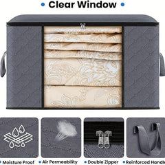 Large Capacity Clothes Storage Bins Durable Handles Zippers Thick Fabric