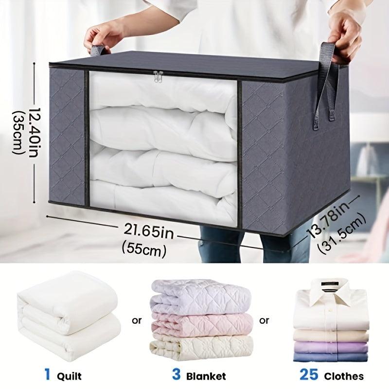 Large Capacity Clothes Storage Bins Durable Handles Zippers Thick Fabric