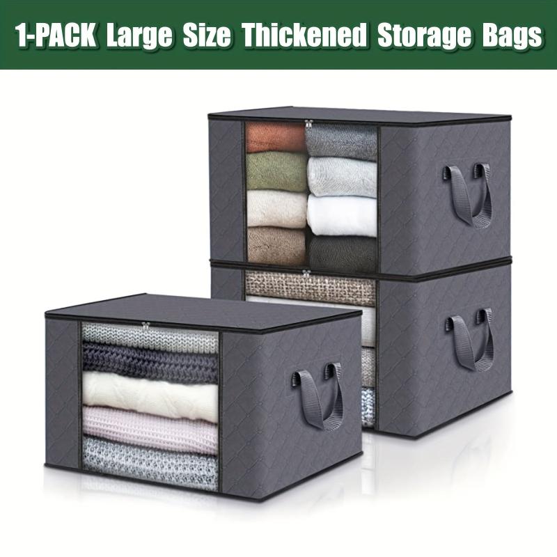 Large Capacity Clothes Storage Bins Durable Handles Zippers Thick Fabric