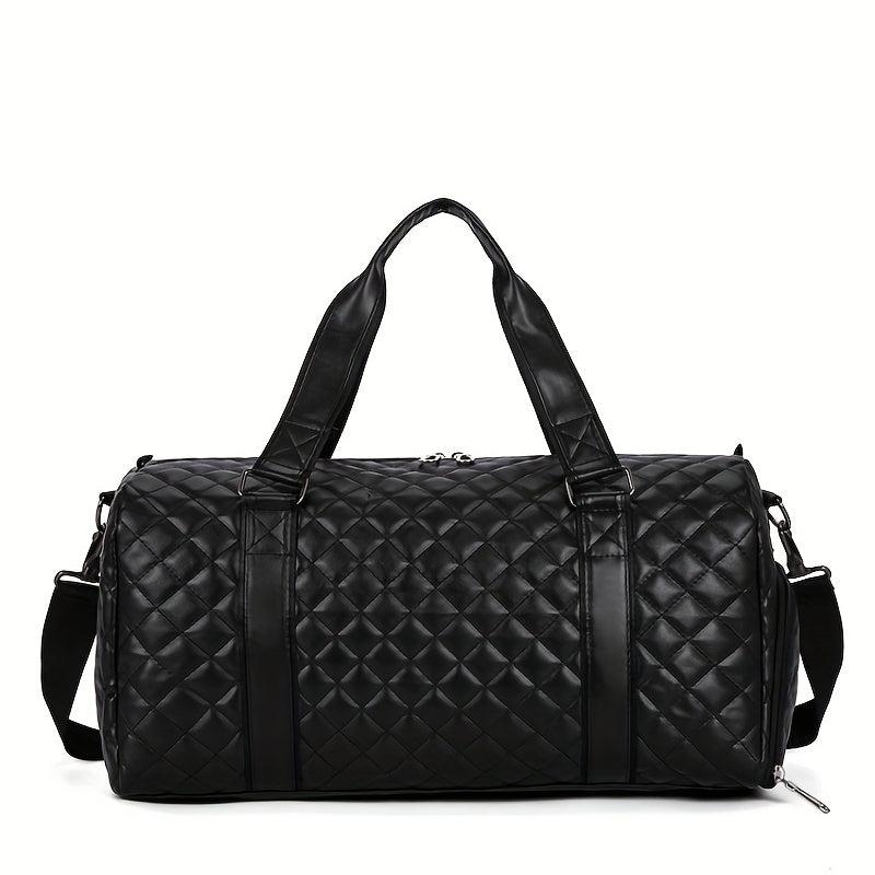 Crossbody Duffel Bag PU Tote Bag Gym Bag Weekender with Shoes Compartment