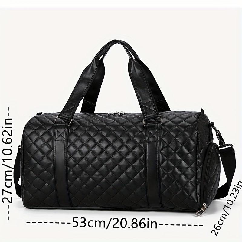 Crossbody Duffel Bag PU Tote Bag Gym Bag Weekender with Shoes Compartment
