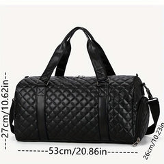 Crossbody Duffel Bag PU Tote Bag Gym Bag Weekender with Shoes Compartment
