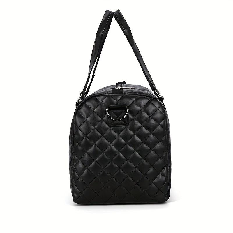 Crossbody Duffel Bag PU Tote Bag Gym Bag Weekender with Shoes Compartment