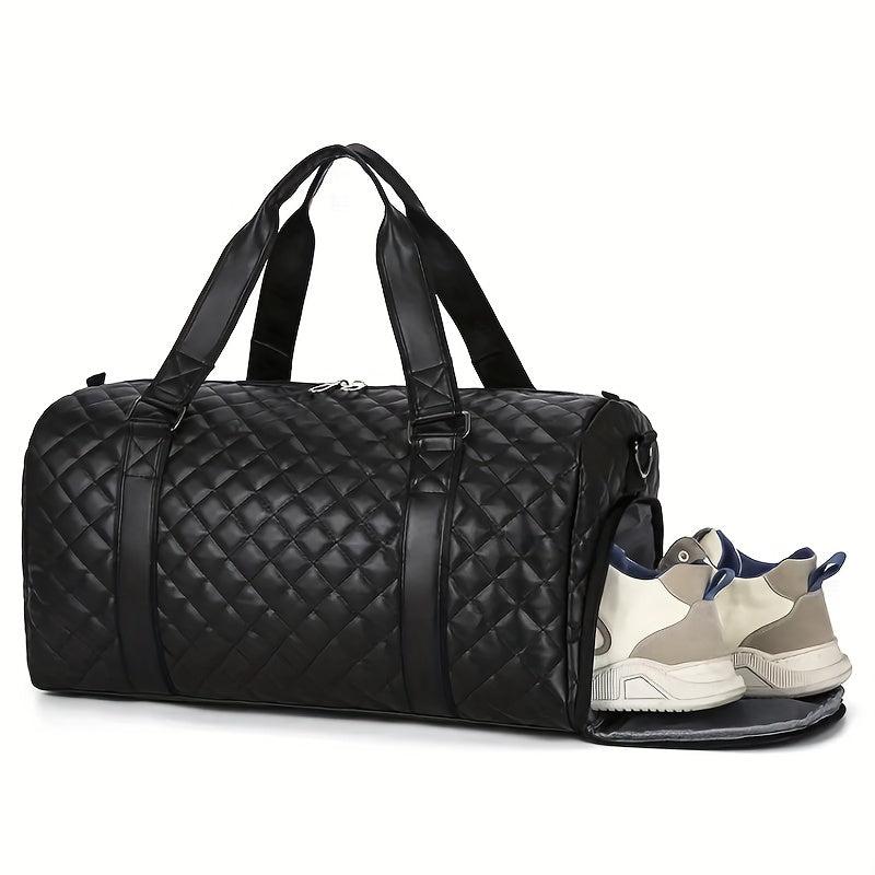 Crossbody Duffel Bag PU Tote Bag Gym Bag Weekender with Shoes Compartment