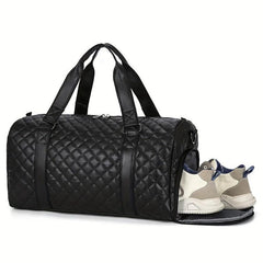 Crossbody Duffel Bag PU Tote Bag Gym Bag Weekender with Shoes Compartment