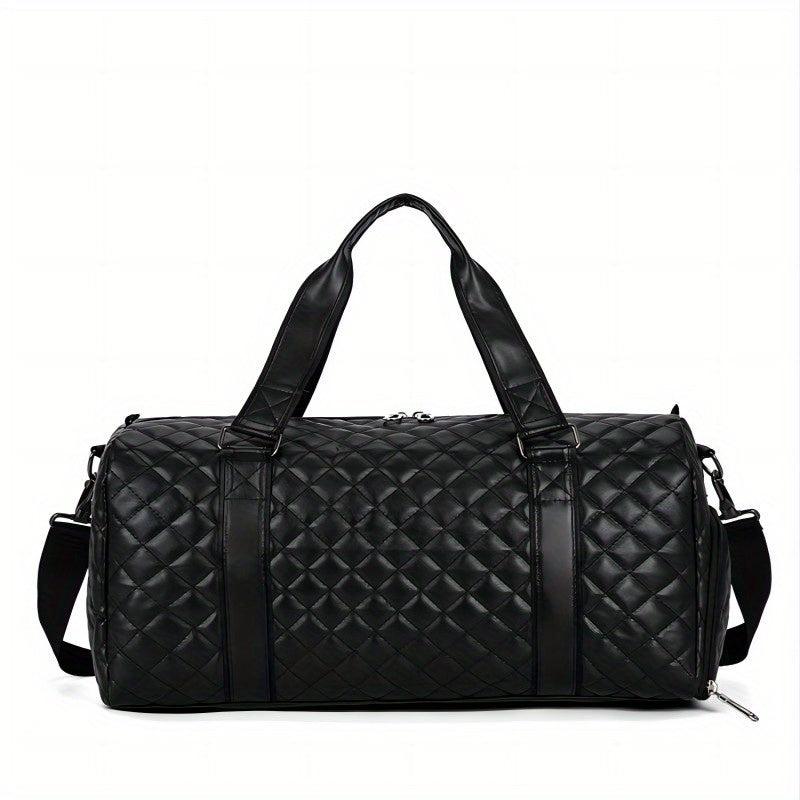 Crossbody Duffel Bag PU Tote Bag Gym Bag Weekender with Shoes Compartment