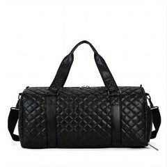 Crossbody Duffel Bag PU Tote Bag Gym Bag Weekender with Shoes Compartment