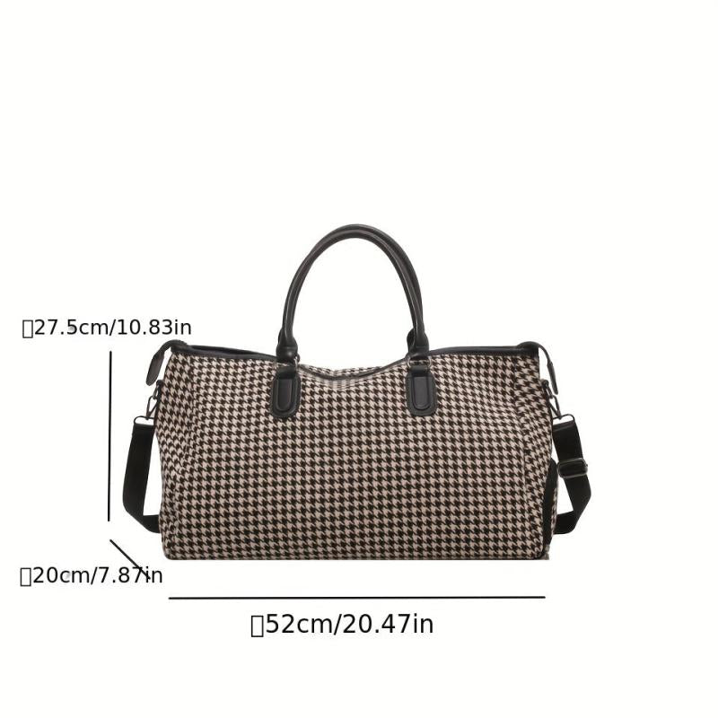 Large Capacity Houndstooth Pattern Sports Bag Versatile Travel Handbag