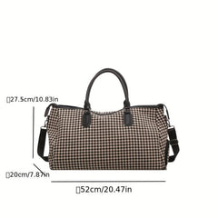 Large Capacity Houndstooth Pattern Sports Bag Versatile Travel Handbag