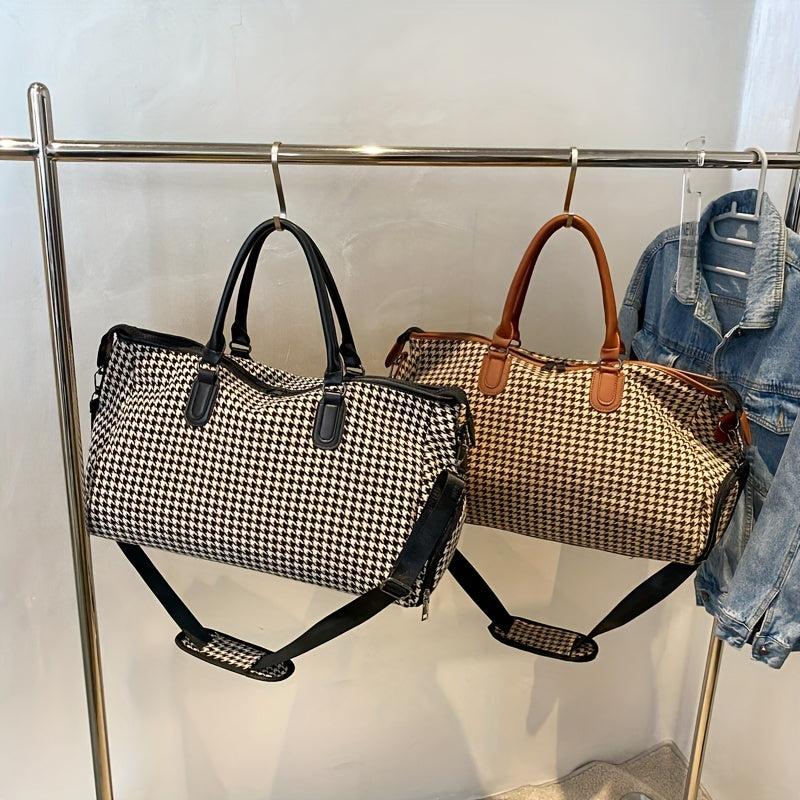 Large Capacity Houndstooth Pattern Sports Bag Versatile Travel Handbag