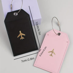 2pcs Airplane Pattern Luggage Tag Set