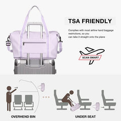Letter Patch Zipper Duffel Bag Double Handle Travel Storage Bag