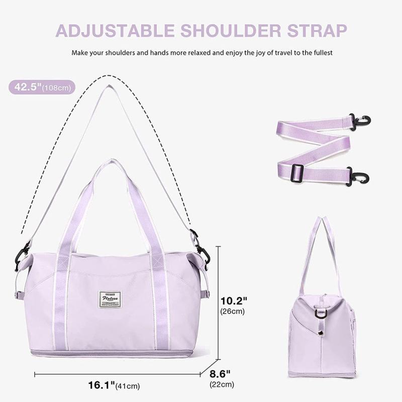 Letter Patch Zipper Duffel Bag Double Handle Travel Storage Bag
