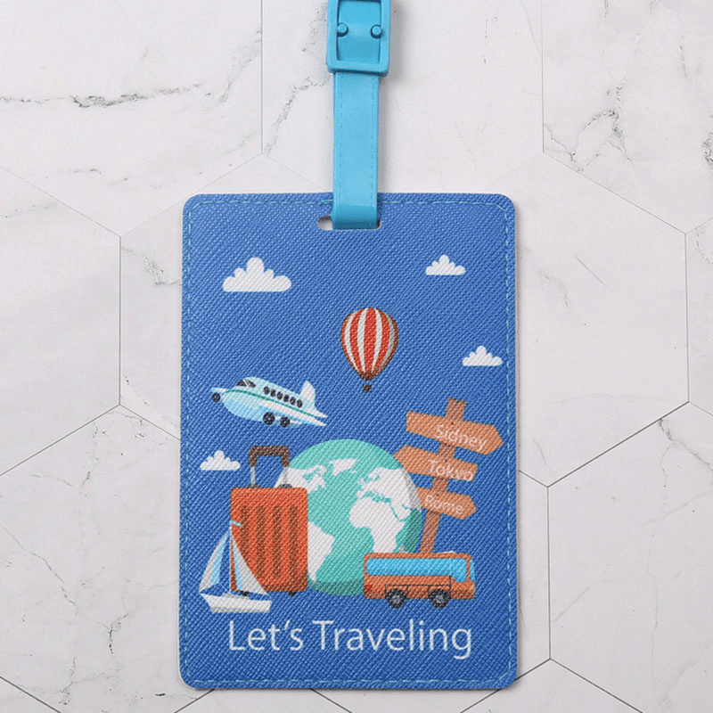 World Map Luggage Tag PU Leather Tag