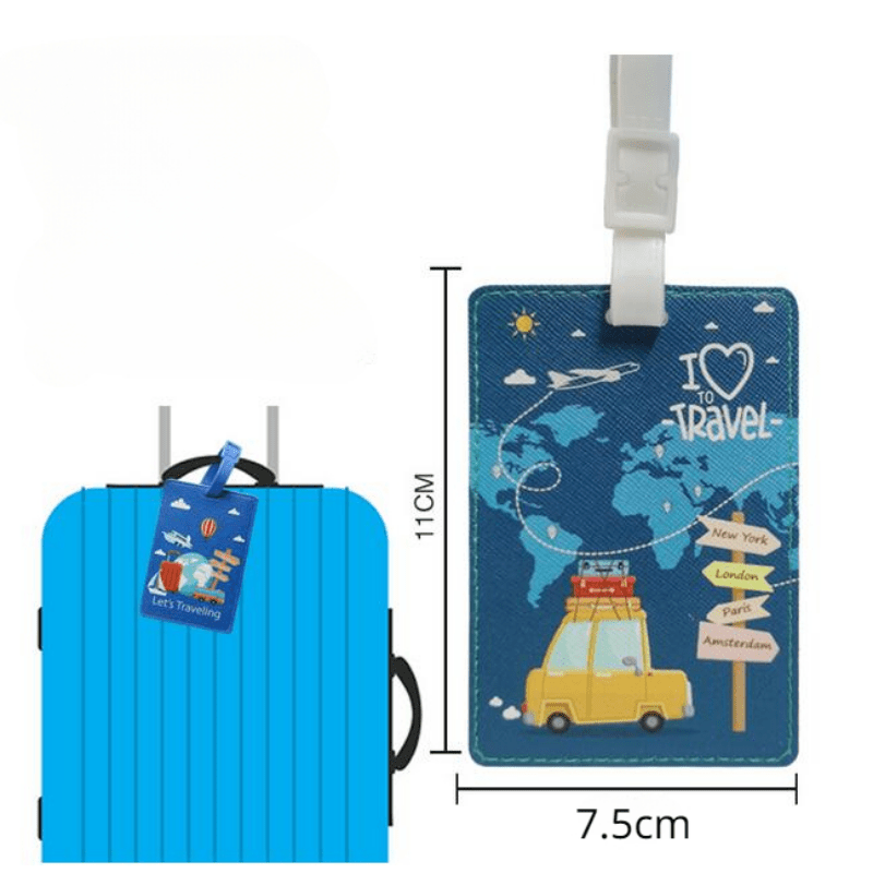 World Map Luggage Tag PU Leather Tag