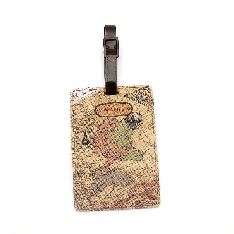 World Map Luggage Tag PU Leather Tag