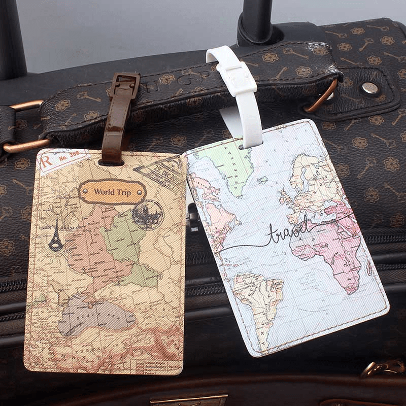 World Map Luggage Tag PU Leather Tag