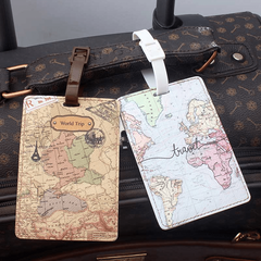 World Map Luggage Tag PU Leather Tag