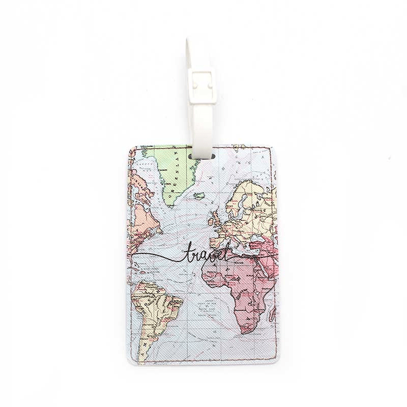 World Map Luggage Tag PU Leather Tag