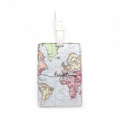 World Map Luggage Tag PU Leather Tag