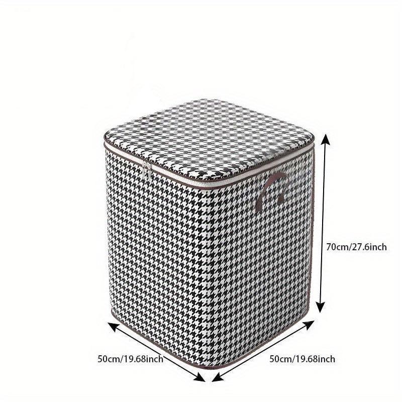 Houndstooth Pattern Storage Bag Waterproof Cotton Quilt Home Organiza