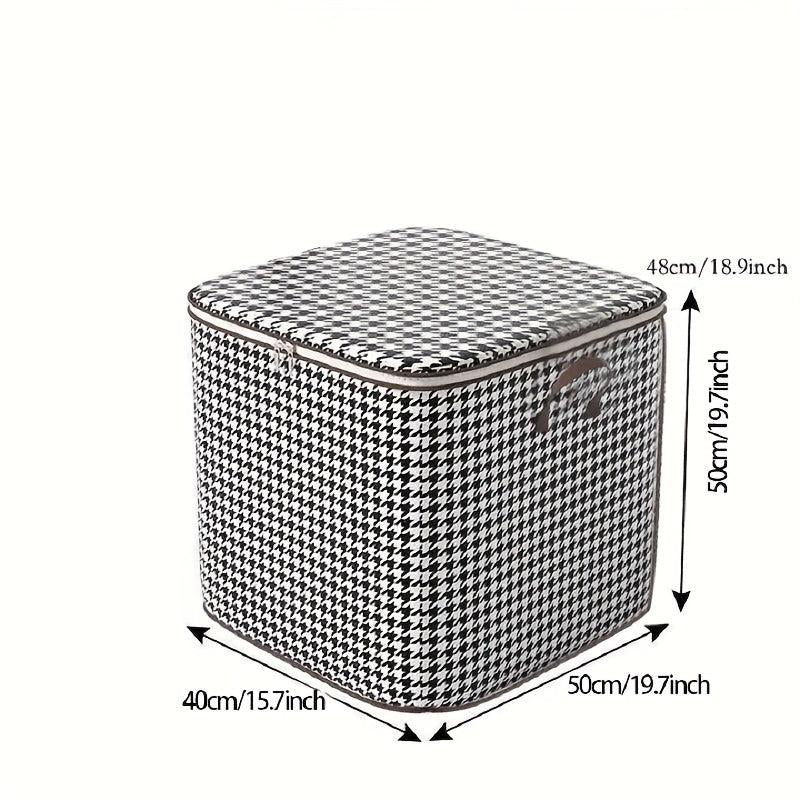 Houndstooth Pattern Storage Bag Waterproof Cotton Quilt Home Organiza